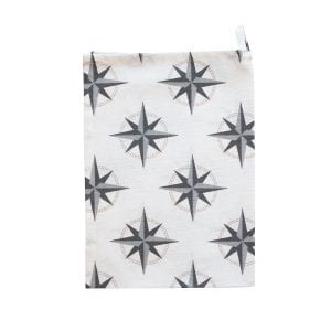 Krasilnikoff Geschirrtuch KW514 Compass, Kompass, weiß, grau 50x70cm