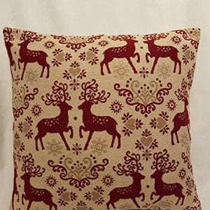 Sprügel - Hirschfreunde - Kissenhülle 50cm x 50cm - Sekt /Rot