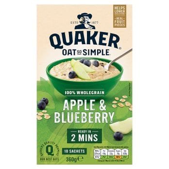 Quaker Oat So Simple  - Apple & Blueberry - 10 x 36g Sachets, 360g