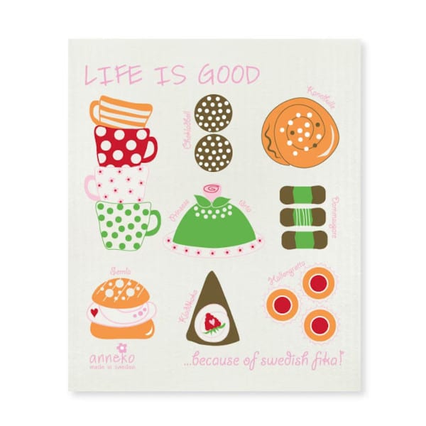 Anneko Design  - Swedish Dishcloth - Spülschwamm - Swedish Fika / SChwedisches Fika (Kaffee)
