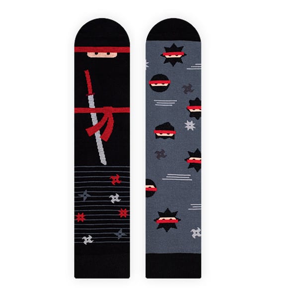 Nanushki -Happy Friends – verrückte, bunte mismatched Socken – Foot Fighter / Ninja – Gr. 40-43