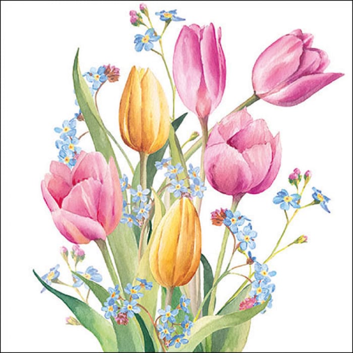 Ambiente - Paper Napkins / Servietten - Tulips Bouquet / Tulpen Strauss 33 x 33cm