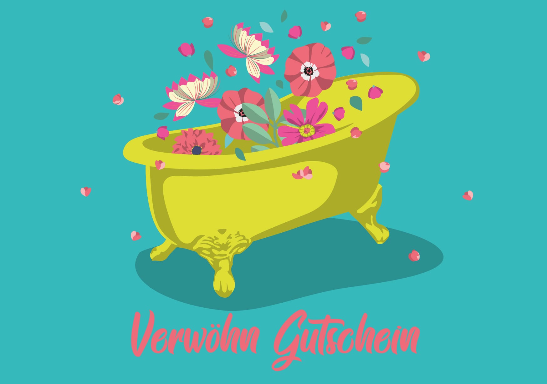 Postkarte - luminous - Badewanne - Neon