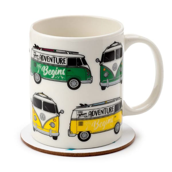 Puckator - Porzellan Tasse mit Untersetzer - VW T1 Bulli
