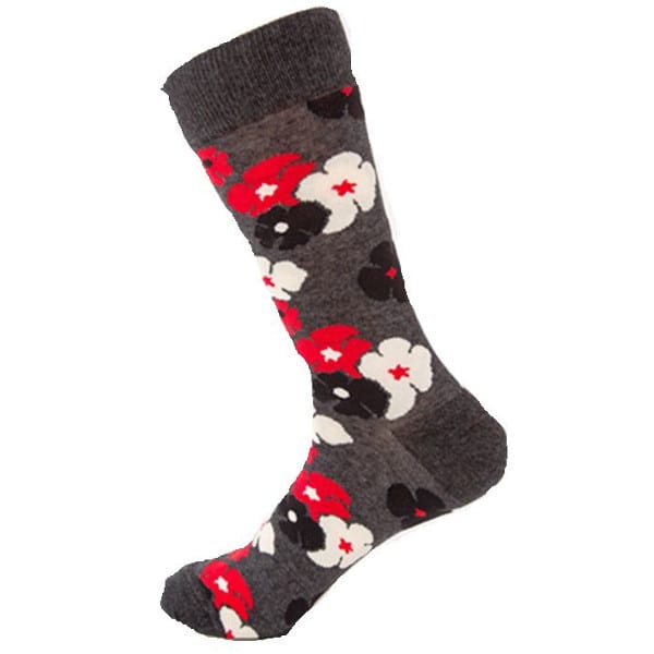 Musthaves – Socks / Socken Unisex – Einheitsgröße Gr. 38 -43 - Flowers, Grey / Blumen