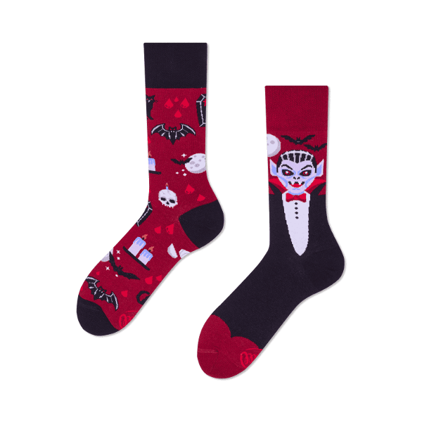 Many Mornings – verrückte, bunte mismatched Socken – Bloody Dracula  Gr. 39-42