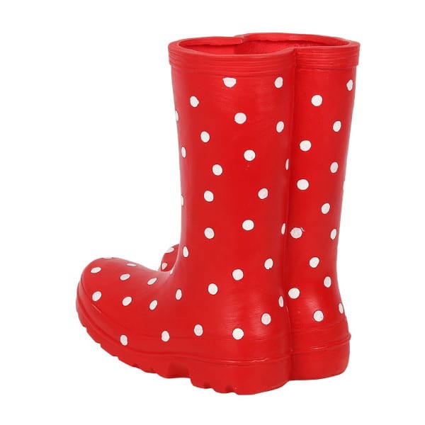Something Different - Wellies / Gummistiefel Pflanzgefäß - Rote Gummistiefel weiß gepunktet – Bild 2
